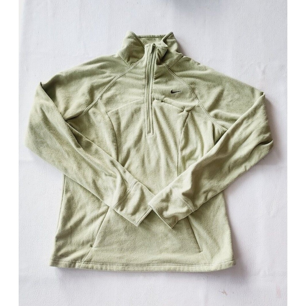 Nike Performance Long Sleeve Fleece Green 1/4 Zip Jacket Womens Large